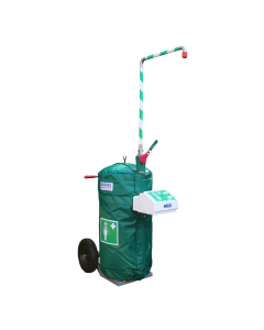 Mobile self-contained safety shower with eye wash and heated jacket - 114 litre